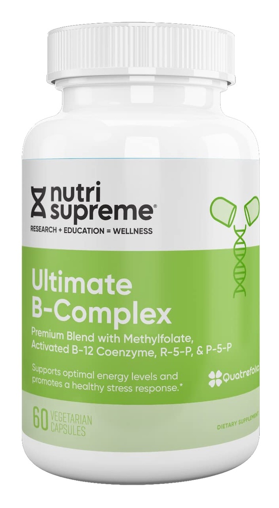 Nutri Supreme Ultimate B Complex, Highly Absrobable Essential B Vitamins with Methylfolate to Support Nervous System Function, 60 Capsules