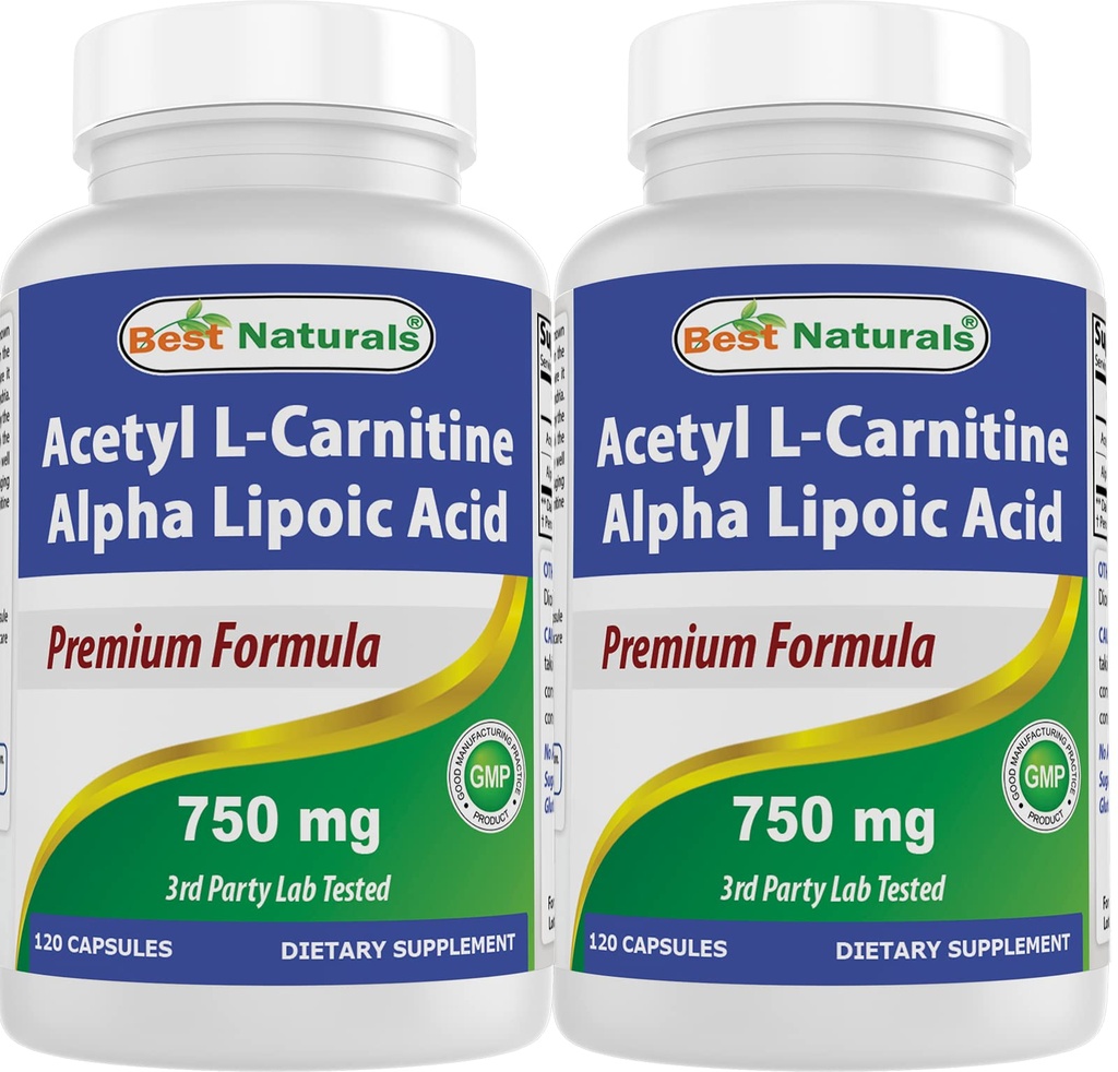 Best Naturals Acetyl L-καρνιτίνη και Alpha Lipoic Acid 750 mg 120 κάψουλες (120 Count (Pack of 2))