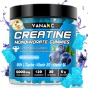 Creatine Monohydrate Gummies 5000 mg for Men & Women, Sugar Free,Low in Calories,with L-Taurine + Vitamins for Increasing Muscle Strength