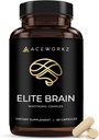 Elite Brain - Nootropic Supplement for Focus, Memory & Mental Clarity - ALCAR, Lions Mane, ALA, L-Theanine, Vitamin B Complex - Natural Energy, Caffeine-Free (60 Capsules)