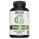 Zhou Total Greens - Super Greens Συμπληρώματα, Daily Veggie χάπια, Superfood Tabs, Συμπληρώματα λαχανικών για ενήλικες, Βιταμίνη δισκία - 120 δισκία