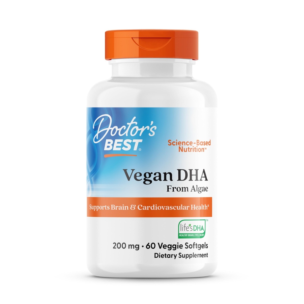 Γιατροί Best Vegan DHA από την άλγη, υποστηρίζει τον εγκέφαλο και την καρδιαγγειακή υγεία, μη ΓΤΟ, γλουτένη, χωρίς σόγια, Vegan 60 Veggie Softgels