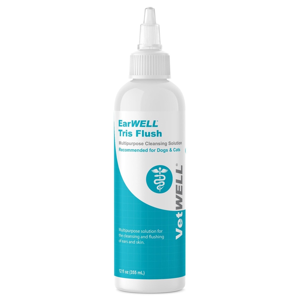 VetWELL Dog Ear Cleaner Solution & Infection Treatment for Dogs & Cats, Tris Otic Cleanser Drops Helps Eliminate Odor and Relieve Infections - 12oz
