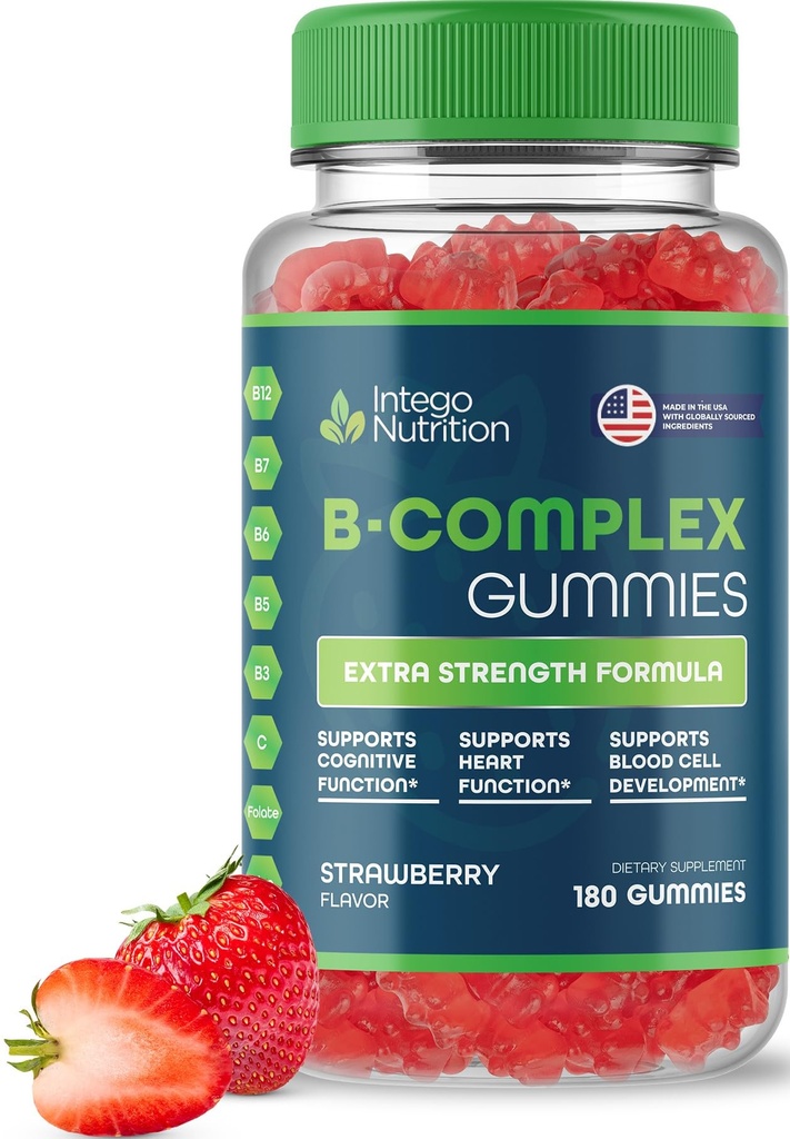 Vitamin B Complex Gummies for Women, Natural Strawberry Flavor - 180 Count | B Complex Vitamins For Women - Helps Support Daily Energy & Brain Function* - 90 Servings, Easy To Take Every Morning