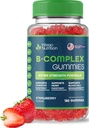 Vitamin B Complex Gummies for Adults, B Complex Vitamin Supplement for Women and Men, B Vitamins Complex Gummies for Energy and Brain Health, Natural Strawberry Flavor, 180 Count