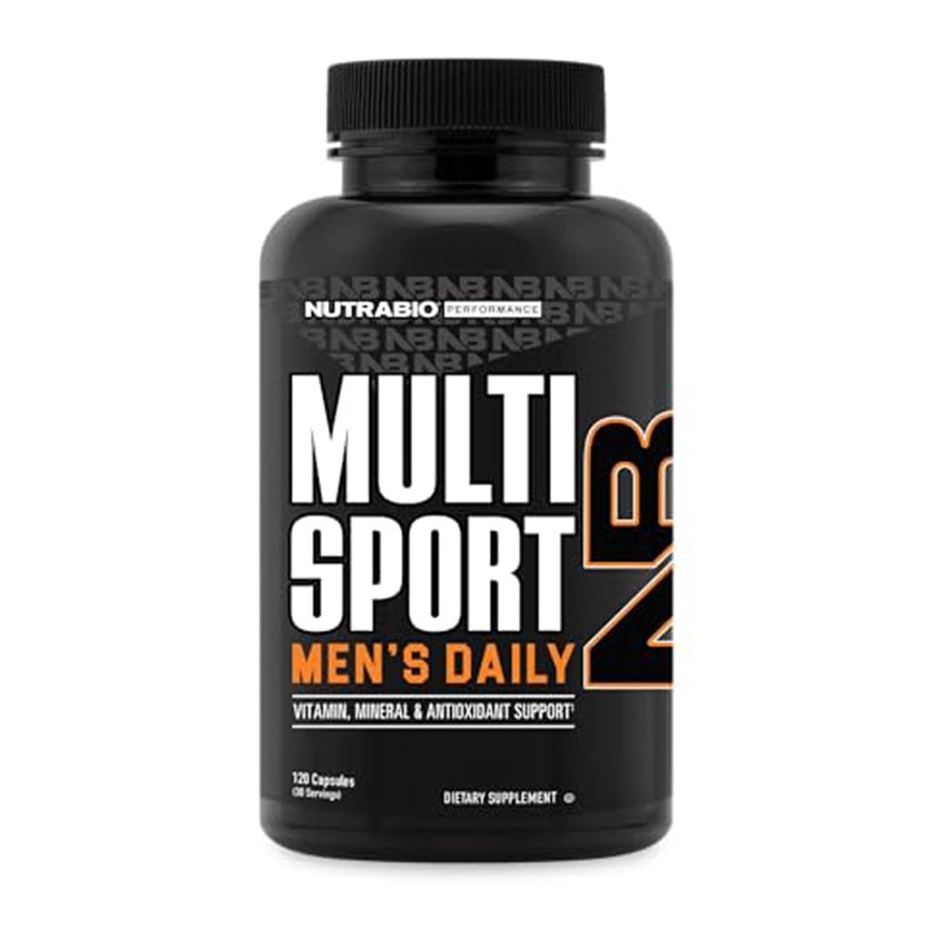 NutraBio Multisport for Men - Mens MultiVitamin - 33 Vitamins, Minerals, Micronutrients - Rich in Antioxidants - Supports Peak Athletic Performance, Energy, Metabolism (120 Vegetable Capsules)
