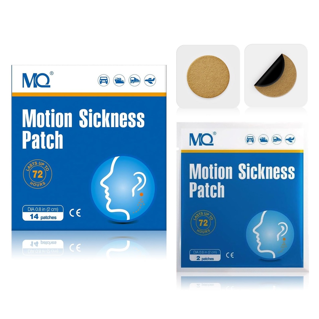 MQ 14ct Κίνηση Ασθένεια Patches Μη Νυσταγμός, Θαλάσσια Ασθένεια Patches για Cruise Travel Essentials, Αδιάβροχο Patch Πίσω από το αυτί για το αεροπλάνο Υψόμετρο Ασθενείας, Long Last 72H