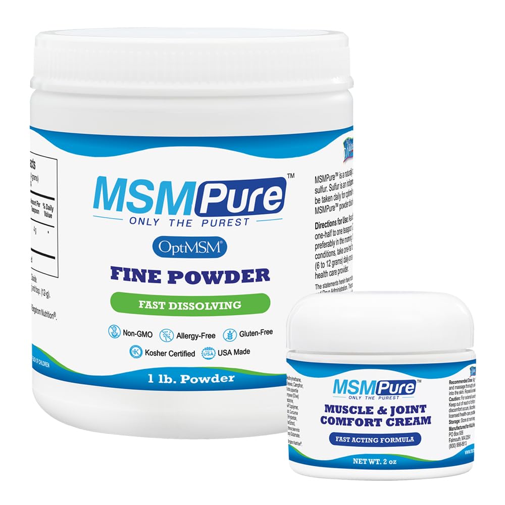 KALA ΥΓΕΙΑ MSMPure Fine Powder 1lb και κρέμα μυών & αρθρώσεων 2oz Bundle