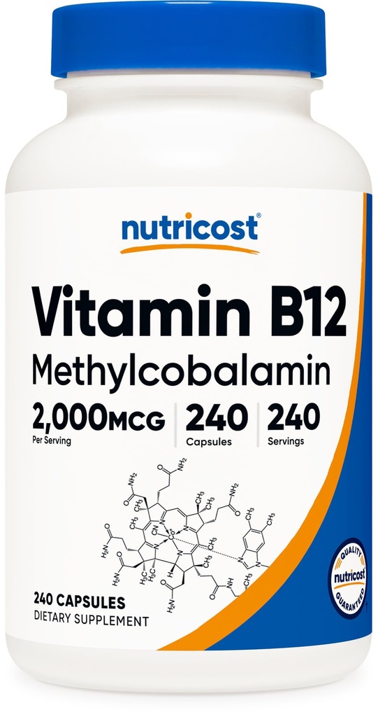 Nutricost Vitamin B12 (Methylcobalamin) 2000mcg, 240 κάψουλες - Χορτοφαγικά Caps, μη ΓΤΟ, συμπλήρωμα χωρίς γλουτένη B12