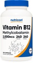 Nutricost Vitamin B12 (Methylcobalamin) 2000mcg, 240 κάψουλες - Χορτοφαγικά Caps, μη ΓΤΟ, συμπλήρωμα χωρίς γλουτένη B12