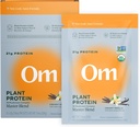 Om Master Blend Vegan Protein Powder, Vanilla, 21g of Plant Protein - Organic Mushroom Supplement with 10 Mushroom Complex, Ashwagandha, BCAAs and Vitamin B12 - Single Serve (10 Count)​