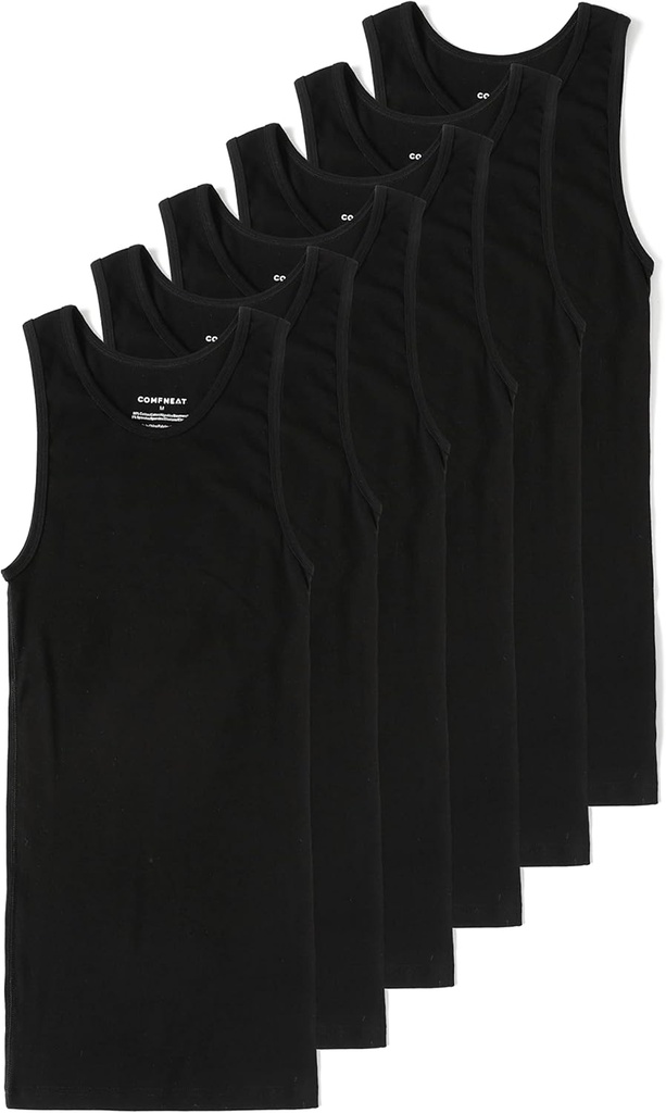 Comfneat Ανδρικά 6-Pack A-Shirts Tight Fit Tank Tops Βαμβάκι Spandex Undershirts