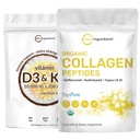 Micro Συστατικά Βιταμίνη D3 10000 u + K2 200 mcg Λάδι καρύδας Softgels & Βιολογικό Κολλαγόνο Peptides Powder Bundle 2 Pack 