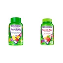 Vitafusion Probiotic Gummy Συμπληρώματα, Βατόμουρο, Ροδάκινο και Mango Flavors, 35 Ημέρα προσφοράς, 70 Count Power Zinc Gummy Βιταμίνες, Φράουλα Tangerine Γεύση, 90 Count