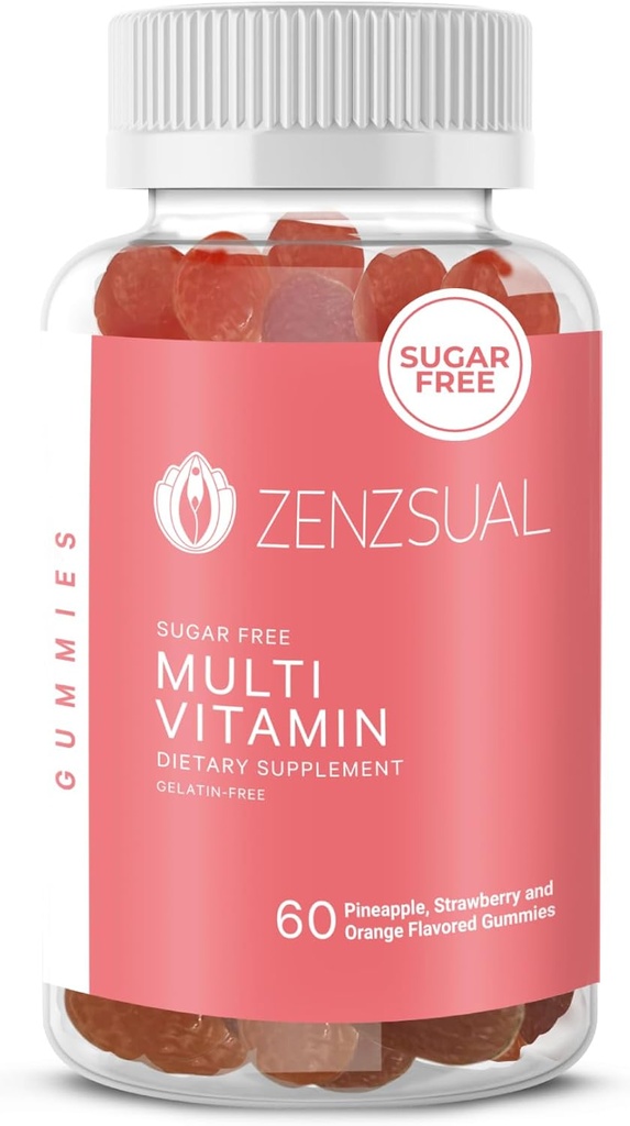 ZENZSUAL Multivitamin Gummies – Συμπλήρωμα διατροφής ενηλίκων με βιταμίνη C, Βιοτίνη, Ψευδάργυρος - Νόστιμο, χωρίς ζάχαρη, Ζελατίνη-ελεύθερος ανοσοποιητικών Gummies Υποστήριξη για την καθημερινή ευεξία (60 Γεύσεις Gummies)
