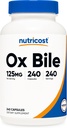 Nutricost Ox Bile Capsules 125mg, 240 Capsules - Non-GMO