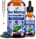 Raw Moringa Liquid Drops 8000 mg, Organic Moringa Oleifera Leaf Extract w. Supergreens Blend of Wheatgrass, Barley Grass for Antioxidant, Energy & Immune, High Potency Than Caps σκόνη