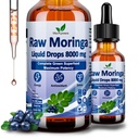 Raw Moringa Liquid Drops, 800mg Organic Moringa Oleifera Leaf Extract w. Supergreens Blend of Wheatgrass, Barley Grass for Antioxidant, Energy & Immune, High Potency Than Capsules Powder