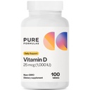 PureFormulas Vitamin D3 1. 000 IU 25 mcg - Premium συμπλήρωμα βιταμίνης D για υγιή σχηματισμό των οστών, δόντια, καρδιοαγγειακή υγεία, και ανοσοποιητική υποστήριξη Μη- ΓΤΟ - 100 δισκία κόμη