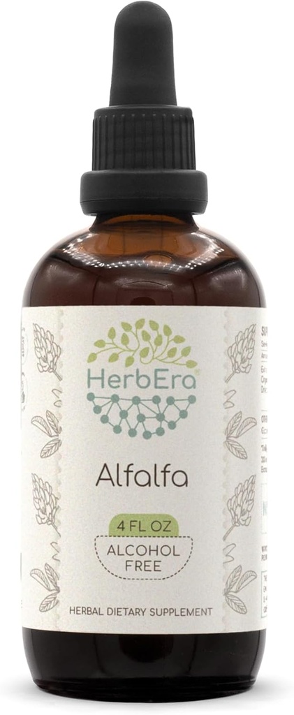 HerbEra Alfalfa B120 εκχύλισμα βοτάνων χωρίς αλκοόλ, συμπυκνωμένο υγρό σταγόνες Φυσικό Alfalfa 4 fl oz