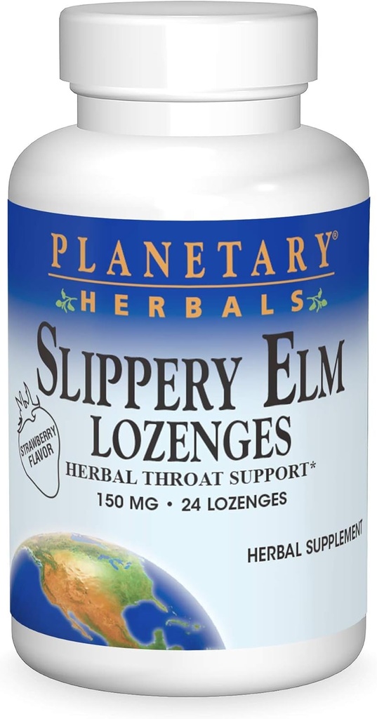 Πλανητικά βότανα Slippery Elm Lozenges, Φράουλα, 24 κόμης