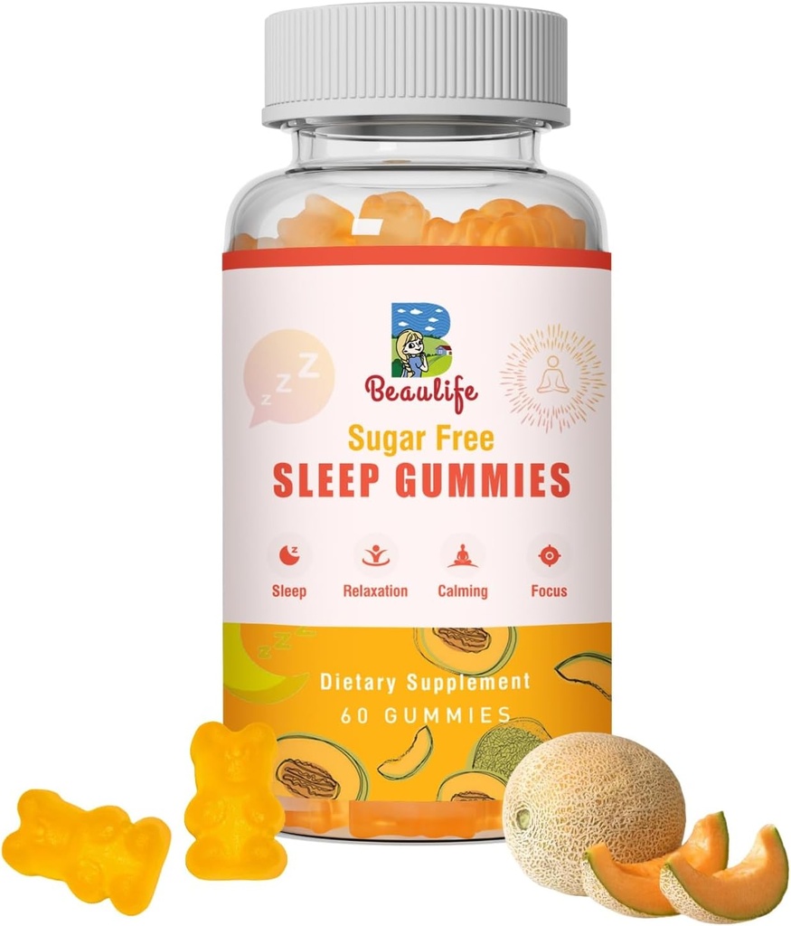 5 mg μελατονίνης Gummies, Υποστήριξη ύπνου για ενήλικες, Συμπληρώματα μελατονίνης για ύπνο, 60 Cantaloupe-Flavored Gummies