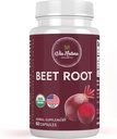 Beetroot Capsules 1000mg | Organic Herbal Supplement | Natural Source of Nitrate | 60 Capsules
