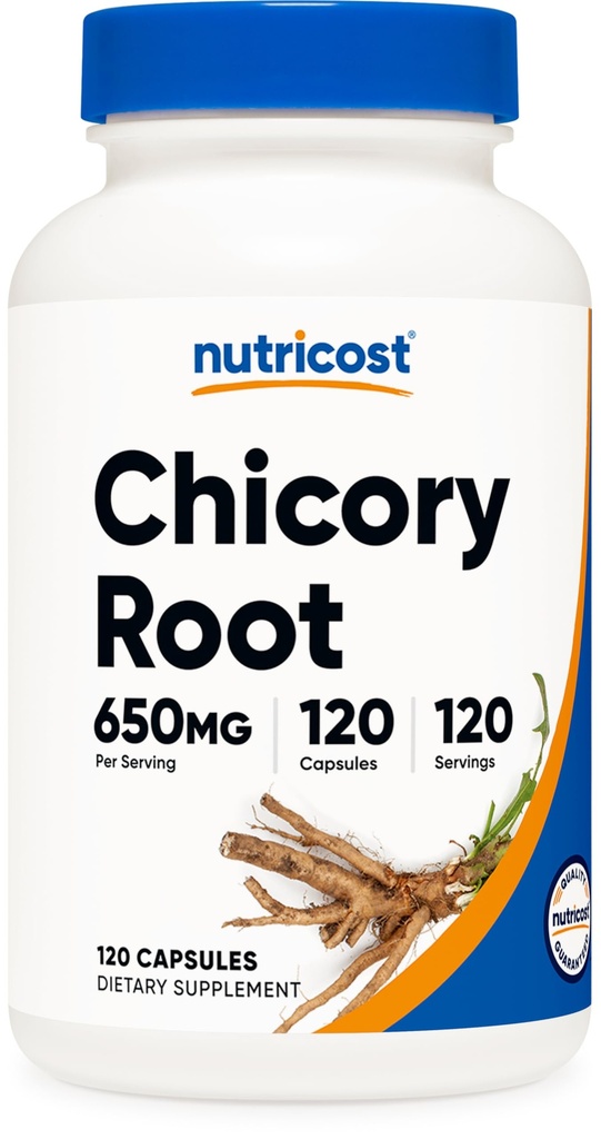Nutricost Chicory Root 650mg ανά καψάκιο - 120 Κάψουλες με βάση το φυτό, Μη ΓΤΟ, Χωρίς γλουτένη