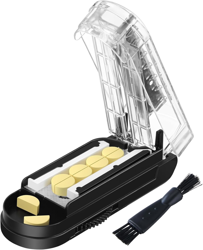 Κοπτικό χαπιών για πολλαπλά χάπια σε ένα χρόνο, Κοπτικό χαπιών Splitter για μικρά και μικροσκοπικά χάπια, Κοπτικό χαπιών για μικρά ή μεγάλα χάπια, Χωρισμός χαπιών με κρυφή λεπίδα από ανοξείδωτο ατσάλι (μαύρο)