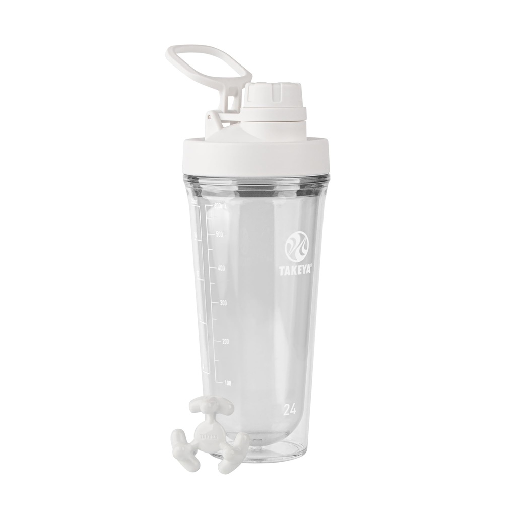 Takeya Protein Shaker - BPA-Free Πλαστικό μπουκάλι shakeer με Leak-Proof Spout Lid - Easy Carry Shaker για Γυμναστήριο & Περισσότερα - Πλυντήριο πιάτων-ασφαλής επαναχρησιμοποιήσιμο shaker με Spout Lid - 24 oz, Cloud White