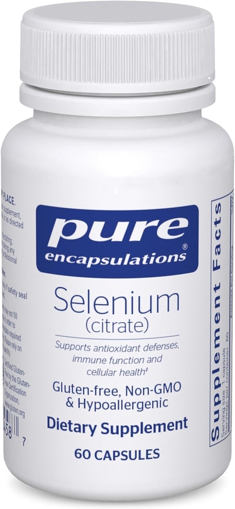 Pure Encapsulations Selenium (Citrate) - for Immune System Support & Cellular Health - Antioxidant Supplement - Supports Blood Flow* - Gluten Free & Vegan - 60 Capsules