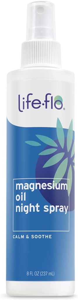 Life-flo Magnesium Oil Night Spray, Soothing Magnesium Spray w/Magnesium Chloride from Zechstein Seabed and Lavender Oil, Calms and Relaxes Body and Mind, 60-Day Guarantee, Not Tested on Animals, 8oz