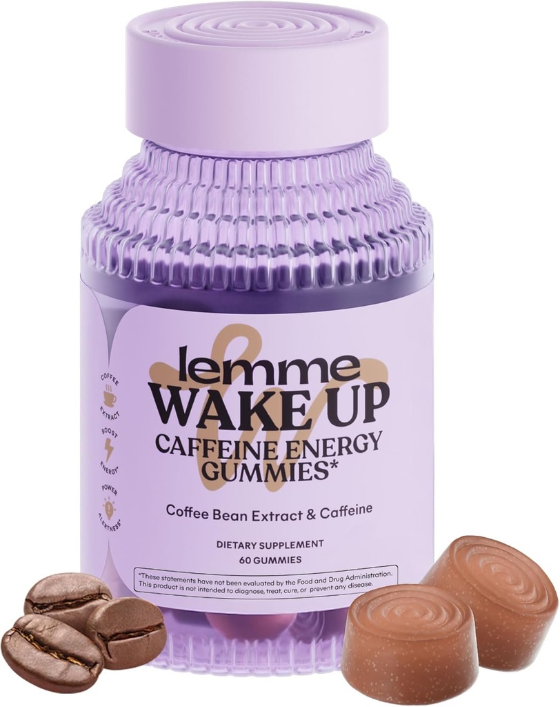Lemme αφύπνισης Caffeine Energy Gummies, 80mg καφεΐνη ανά υπηρεσία, Coffee Bean Extract, Cappuccino Γεύση, χορτοφαγική και χωρίς γλουτένη, 1 μήνα προσφοράς (60 ct)