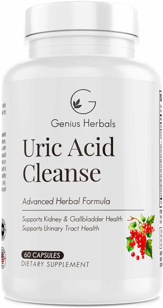 Uric Acid Cleanse – Υποστηρίζει νεφρό, συκώτι, χοληδόχος κύστη & ούρα Φυλλαδική υγεία, Advanced Herbal Formula - 60 κάψουλες