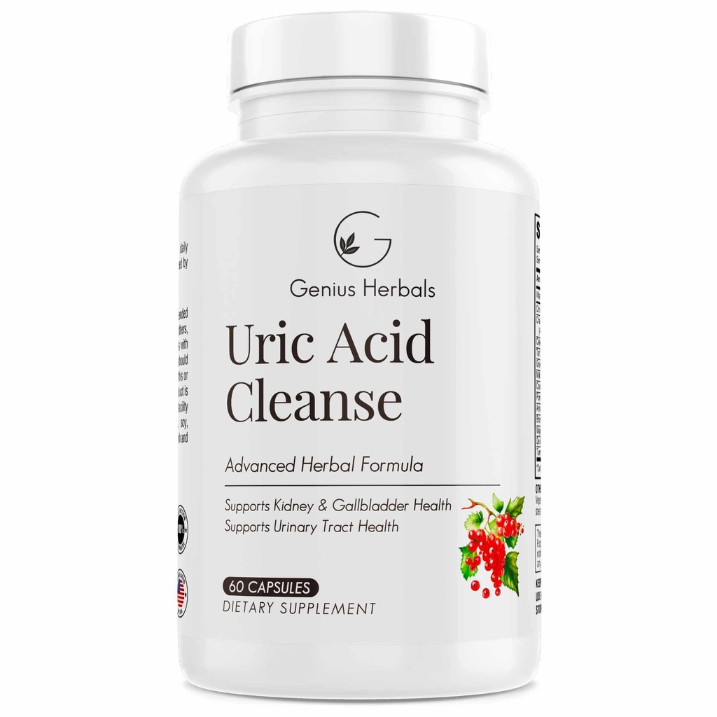 Uric Acid Cleanse – Υποστηρίζει νεφρό, συκώτι, χοληδόχος κύστη & ούρα Φυλλαδική υγεία, Advanced Herbal Formula - 60 κάψουλες