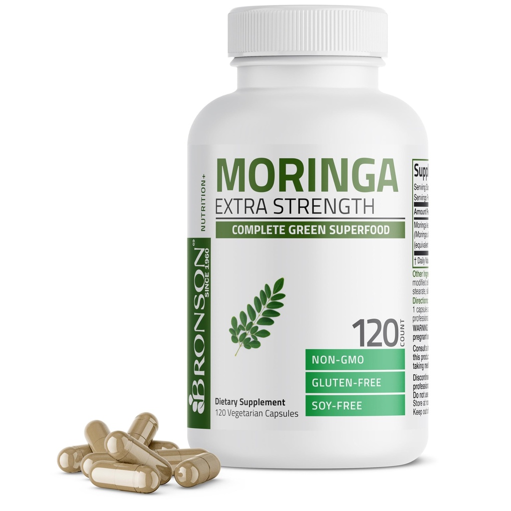 Bronson Moringa Extra Strength Κάψουλες Moringa Oleifera Powder, 120 Count