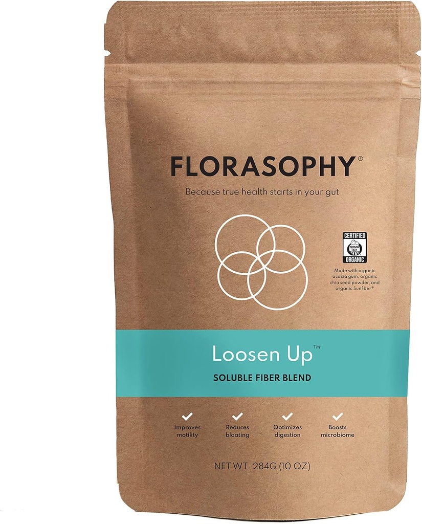 Loosen Up Organic Soluble Fiber Supplement for Digestive Gut Health, Constipation & IBS Relief, Gluten Free Vegan Soluble Prebiotic Powder, One Month Supply