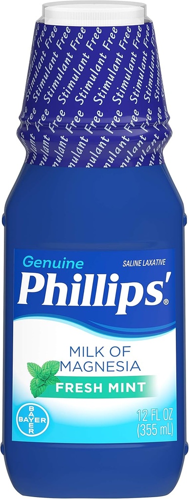 Γάλα μαγνησίας Phillips Laxative, Fresh Mint, 12 Fl Oz (πακέτο του 2)
