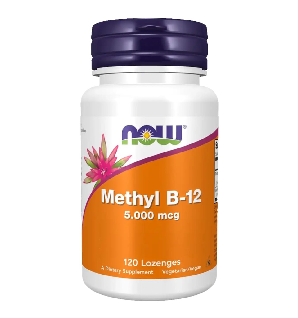 NOW Foods Methyl B12 - Methylcobalamin Plus Φολικό οξύ - 5.000 MCG (120 Lozenges)