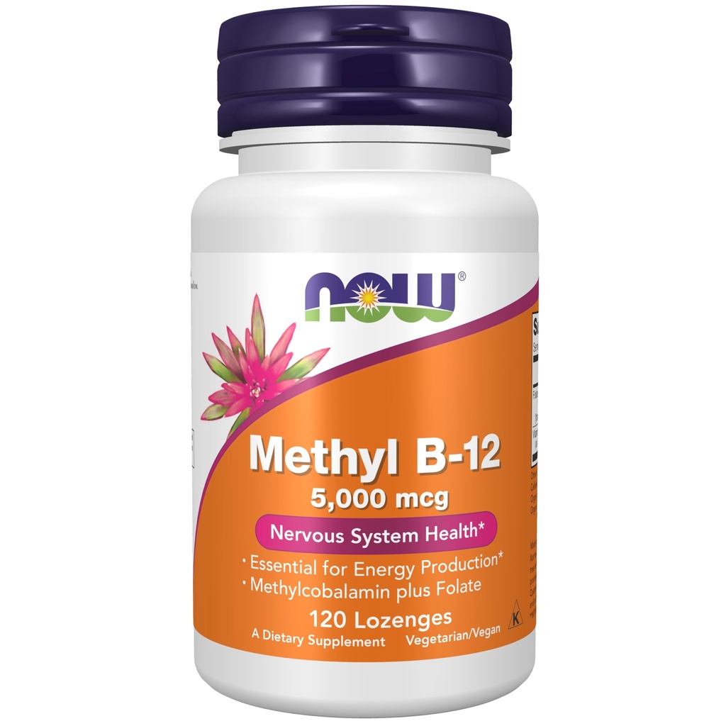 NOW Foods Methyl B12 - Methylcobalamin Plus Φολικό οξύ - 5.000 MCG (120 Lozenges)