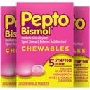 Pepto Bismol Μασώμενα δισκία για Ναυτία, Έγκαυμα καρδιάς, Δυσπεψία, Αναταραχή στομάχου και Διάρροια Ανακούφισης, Αρχική Γεύση, 90 Σύνολο (3 συσκευασίες των 30)
