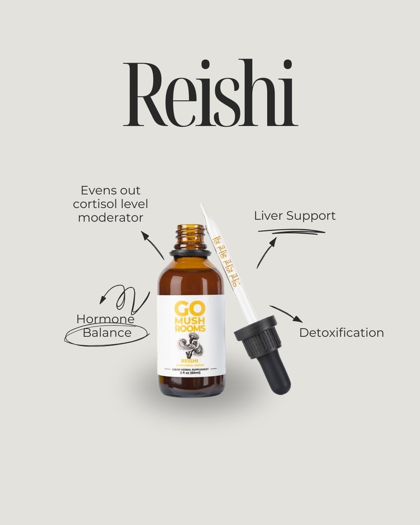 Reishi Mushroom Timcture Supplement - Dual Extracted Fruiting Body to Support Rest & Relaxation - 2 fl oz (60 Services)*