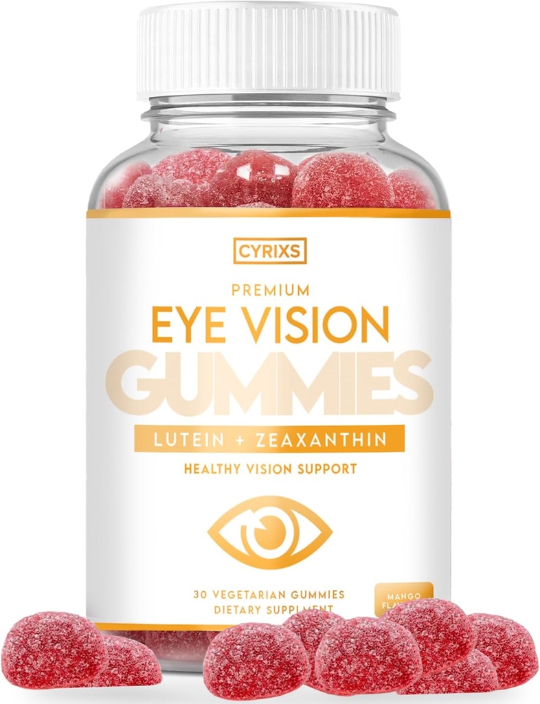 Generic Cyrixs Health Eye Vision Gummies - Lutein & Zeaxanthin Συμπλήρωμα για την υγεία των ενηλίκων - Νοστιμότατο μάνγκο Γλαφυρές Βιταμίνες ματιών - Eye Comfort and Blue Light Defense for Crystal-Clear Vision