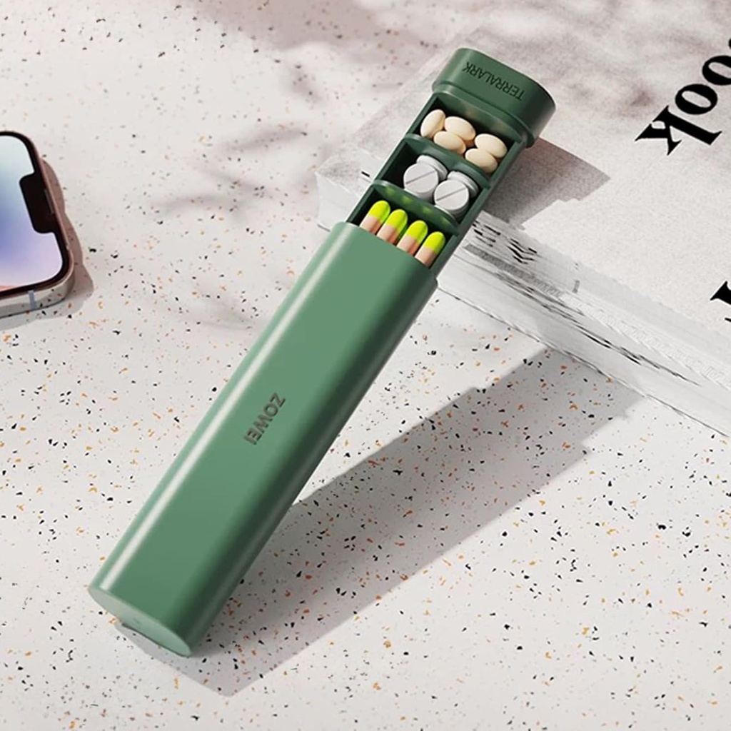 Hill Organizer 7 Ημέρα, Weekly Travel Pill Case, Daily Pill Box, Χαριτωμένο Hill Holder για να κρατήσει βιταμίνες, φάρμακα, χάπια, συμπληρώματα (πράσινο)