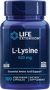 Επέκταση ζωής L-Lysine, 620 mg, Αιθέριο Αμινοξύ για Υγιή Ισορροπία αζώτου, Μεταβολισμός ασβεστίου, Ανταπόκριση στρες & Περισσότερα, Χωρίς Γλουτένη, Μη ΓΤΟ, Χορτοφαγικά, 100 Κάψουλες