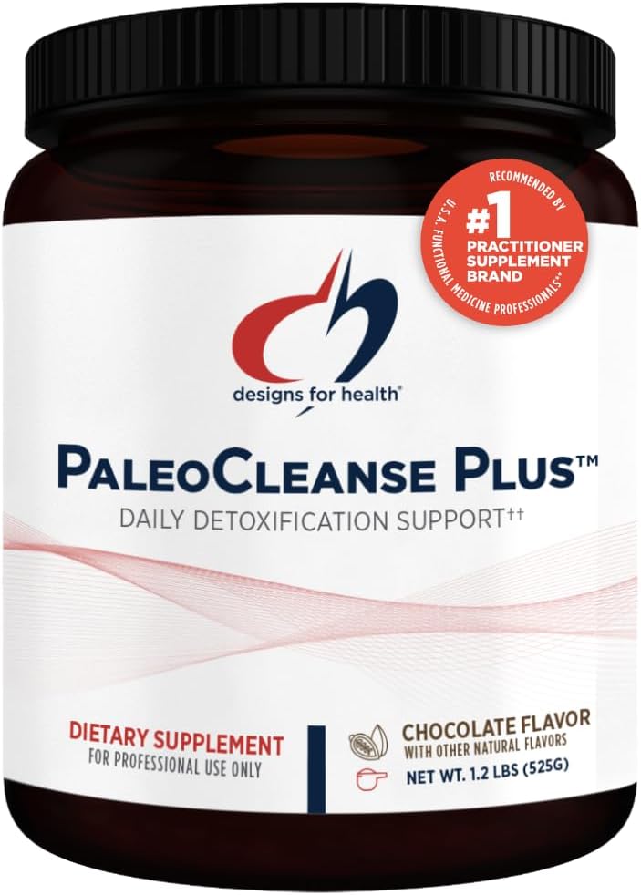 Designs for Health PaleoCleanse Plus - Αποτοξινωμένη σκόνη με 18g Πρωτεΐνες Βρώμου των οστών, Αντιοξειδωτικά Βότανα, Βιταμίνες + Ορυκτά - Smoothie Shake Drink Mix, Σοκολάτα (15 Servings / 525g)