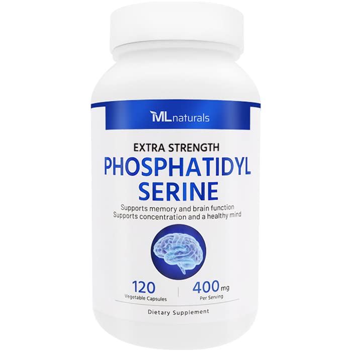 ML Naturals Phosphatidyl Serine 400 mg (Υψηλή Δοσολογία) 120 Καψάκια λαχανικών. Υποστηρίζει τη λειτουργία μνήμης & εγκεφάλου, μη GMO, NSF-Certified & cGMP- Compliant