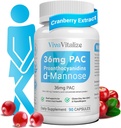 5 in 1 Cranberry Supplement for Women, 36mg PAC 100% Soluble D-mannose Dandelion Herb Mulberry Uva Ursi Leaf Natural Urinary Tract Health Support, Cranberry Pills UTIs Prevention 90 Caps