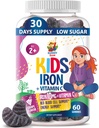 SUNNY SAM Iron Gummies for Kids & Teens - 10mg Σιδήρου Βιταμίνες με Βιταμίνη C - Χαμηλή ζάχαρη Chewable Gummy συμπλήρωμα για την ανοσοποιητική υποστήριξη, υποστηρίζει την παραγωγή ερυθρών κυττάρων αίματος για τα παιδιά & έφηβους κορίτσια
