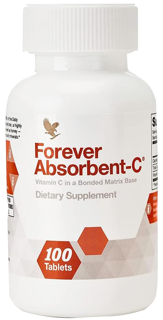 Forever Living - Απορροφητικό- C, Πορτοκαλί και Μέλι Γεύση, Συμπλήρωμα βιταμίνης C με Βρώμη, Ανοσολογική Υποστήριξη, Υγεία του δέρματος, 1 Φιάλη (100 δισκία)